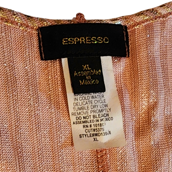 Espresso Peach Sequin Glimmer Cocktail Sleeveless Midi Dress XL - Picture 2 of 4